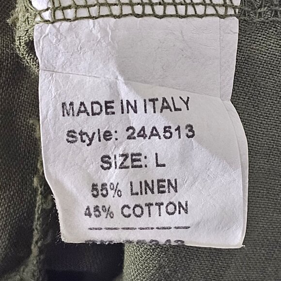 Francesca Bettini Italian Linen Cotton Blend Shirt Dress Sz Large Green Buttons - Picture 6 of 6